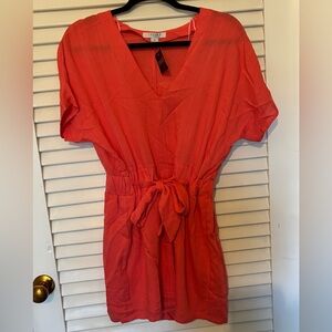 FAVLUX Bright Coral Tie-Waist Dress